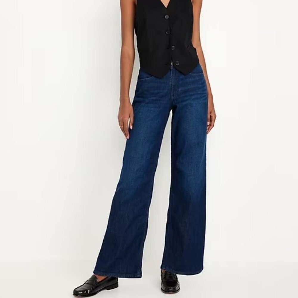 Old Navy High-Waisted Wow Wide-Leg Jeans - Dark Wash - W's Size 12 Long (12L)